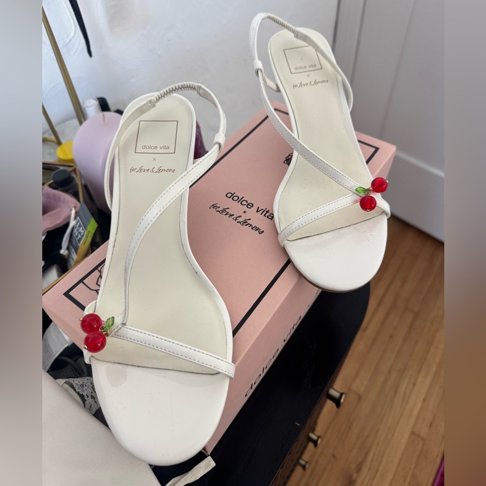 Dolce vita x for love and lemons cerise cherry heels in white